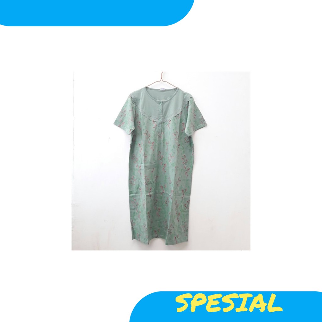 NEW Daster Kaos Katun LD 105 / Baju Tidur / Daster Busui XL - Hijau