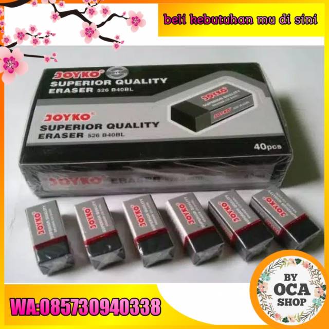 

BYOCA SHOP 6 Pcs Penghapus Setip Stip Eraser Pensil Pencil Joyko Hitam Kecil 526 B40BL