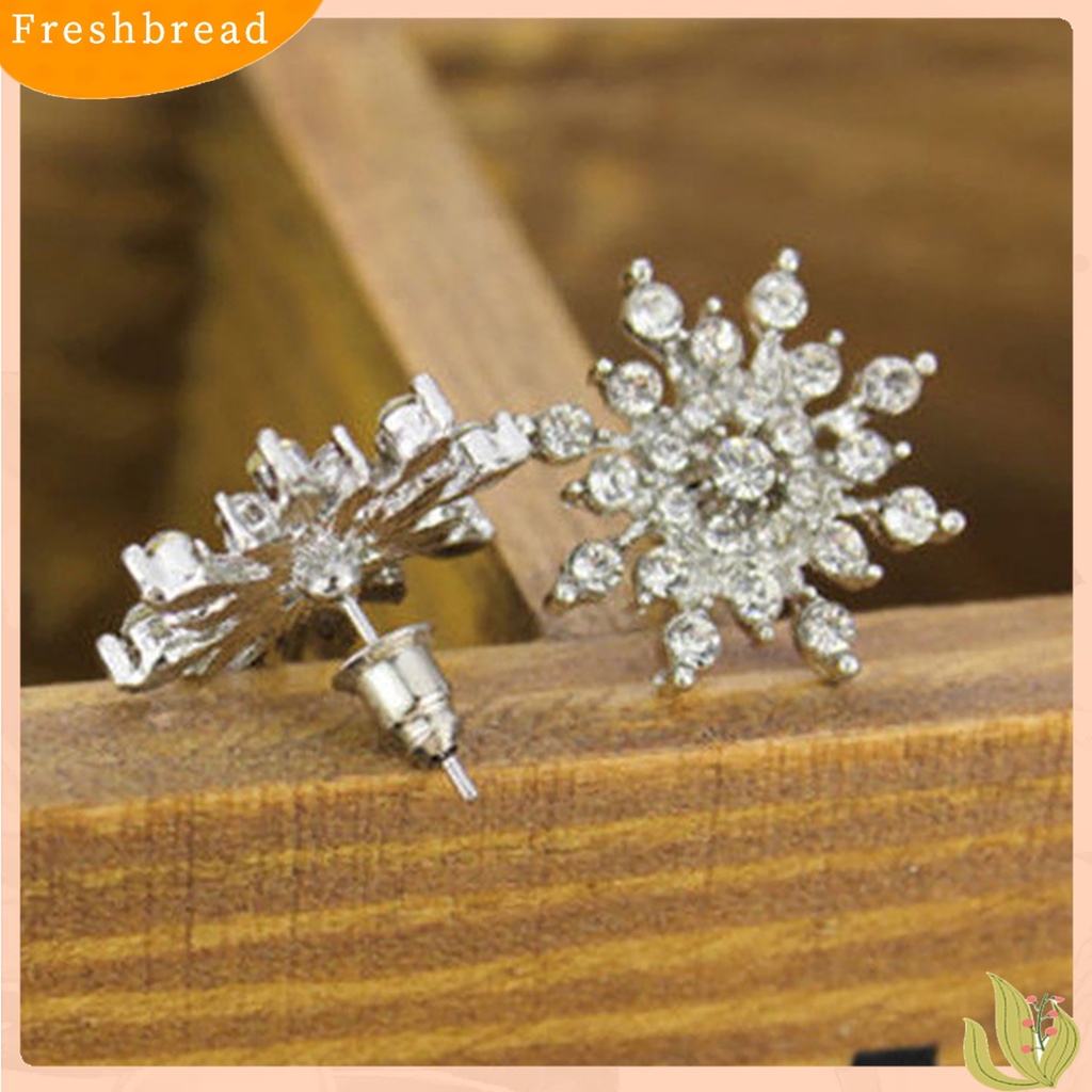 ? Fresh ? Anting Tusuk Motif Snowflake Hias Berlian Imitasi Elegan untuk Wanita / Hadiah