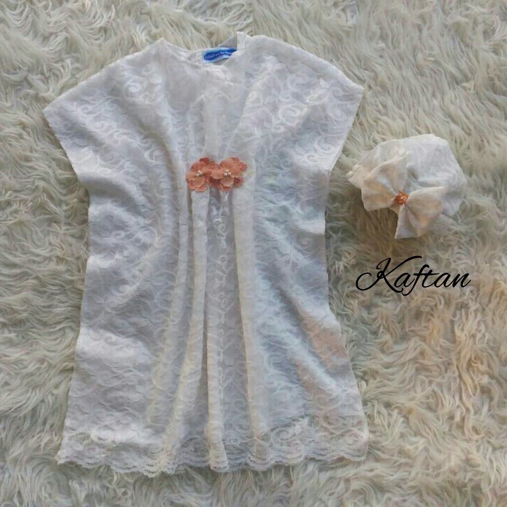 GAMIS KAFTAN BROKAT WARNA PUTIH