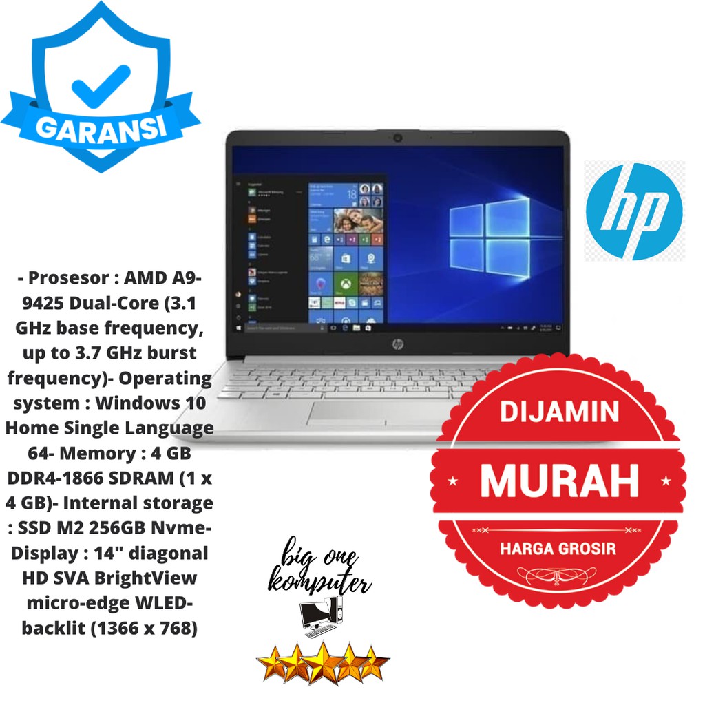 Hp 14s dk0125AU - Amd A9 9425 4GB 256ssd W10 14HD
