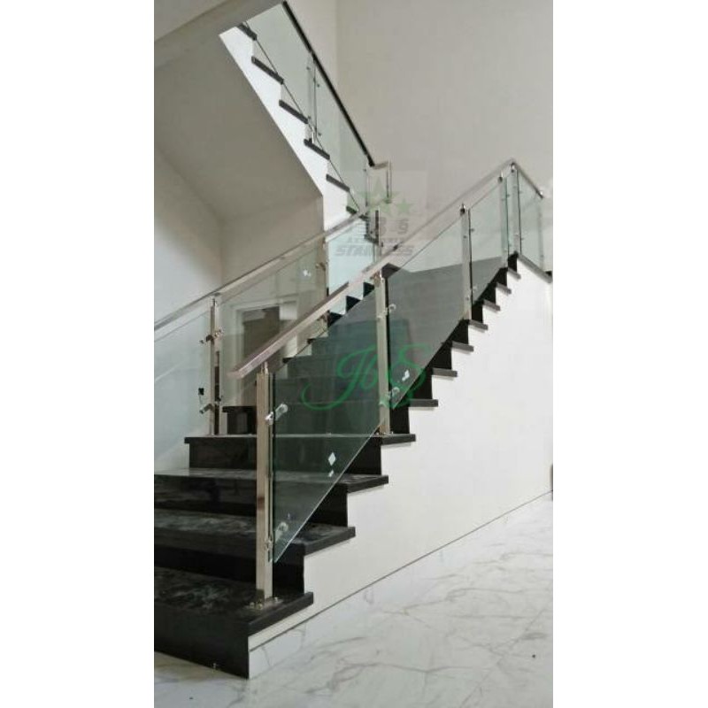 TIANG RAILING KACA HOLO 40X40MM STAINLESS 201 | TIANG RAILING TANGGA KACA