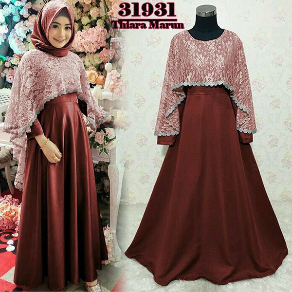 GAMIS BALOTELLI/MAXI DRESS BRUKAT/GAMIS MUSLIM TERBARU/THIARA MARUN 31931