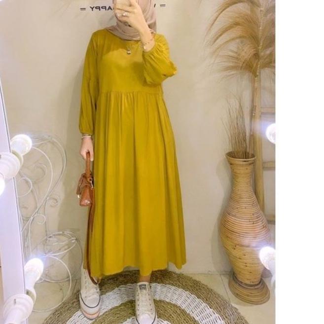 ☼ KAYLA gamis remaja terbaru 2022 Gamis midi dress muslimah premium busui friendly Long dress polos 