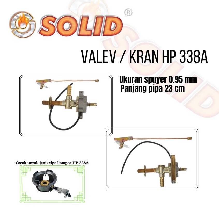 Kran Valev Valve Kompor Gas Tekanan Tinggi HP 338 Auto SOLID original / asli  termasuk Pipa