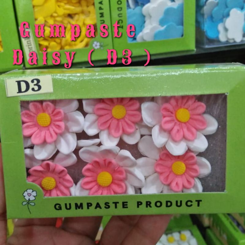 Springkle Gumpaste Bunga Daisy D3/Cupcake/Hiasan Kue Tart/Topping/Dekorasi