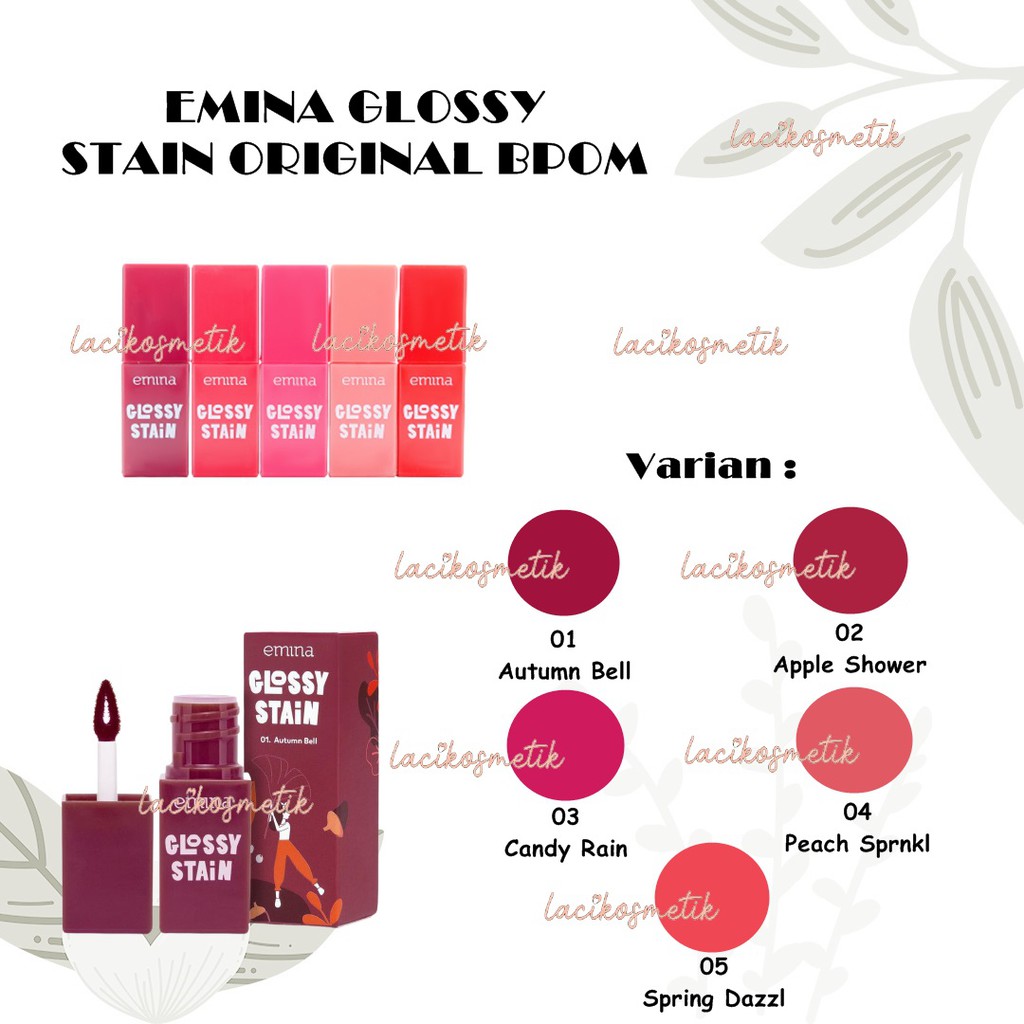 ✨LACIKOSME✨ EMINA GLOSSY STAIN ORIGINAL BPOM / LIP TINT GEL FINISHING GLOSSY