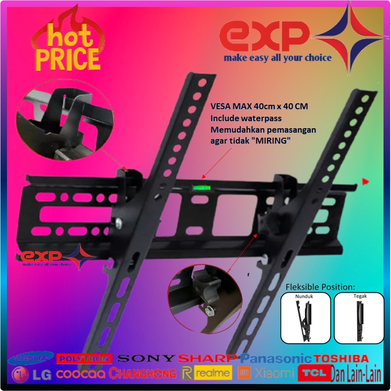 Garansi cocok!!! Bracket TV universal 42&quot; s/d 55&quot; Waterpas adjustable position-12