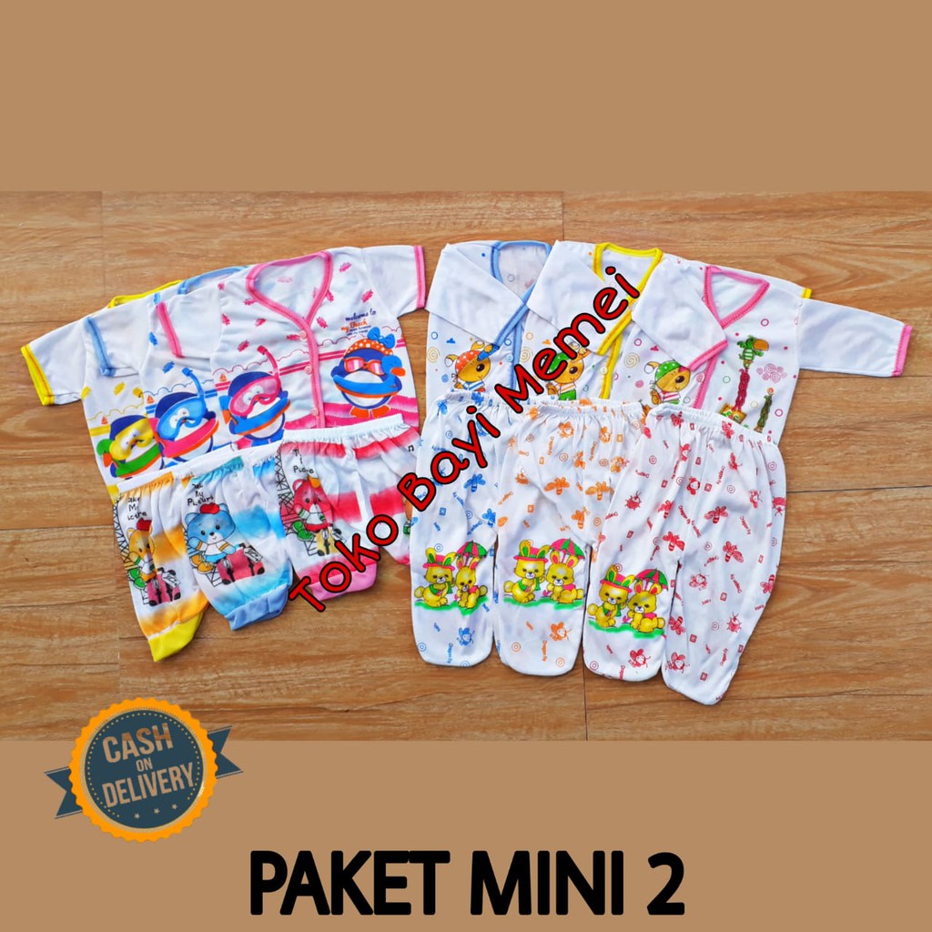 Paket baju bayi dan celana bayi MINI 2 isi 12 pcs bahan katun