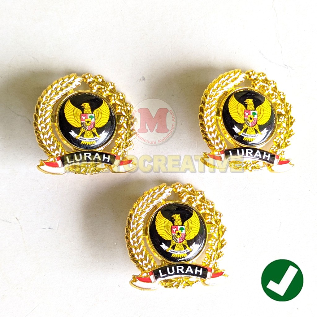 Pin Lurah Garuda Warna Hitam Lencana Lurah Kades Garuda Padi Kapas