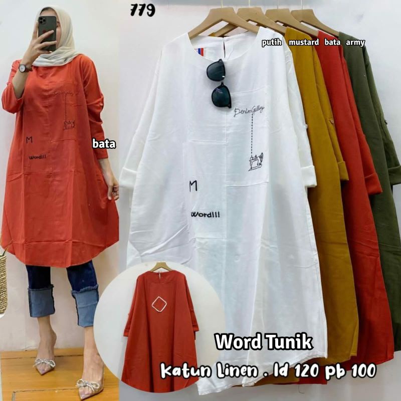 tunik katun linen import/kemeja katun linen import