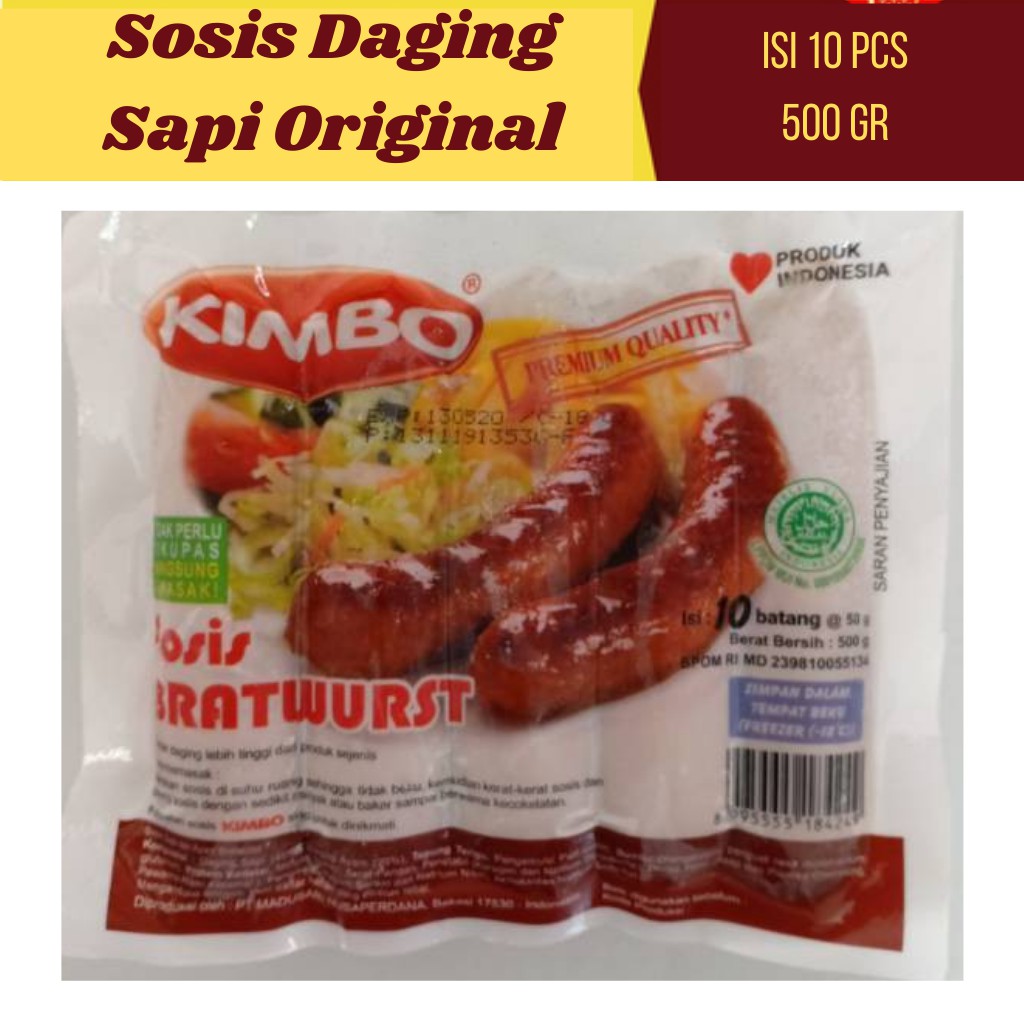 

Sosis Kimbo Daging Sapi Original 500 gr/Sosis Daging Sapi Kimbo 500 gr Isi 10 Pcs