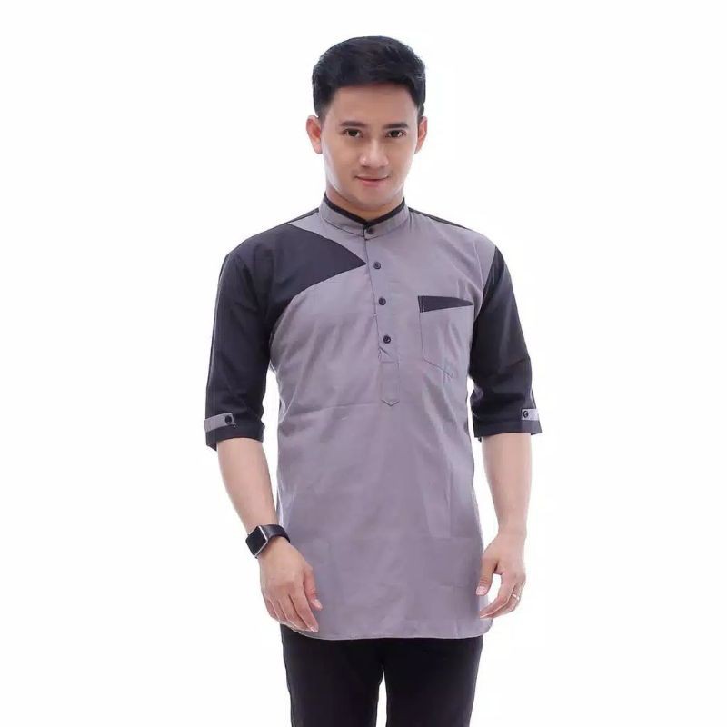 Baju Koko Kurta Dewasa Lengan Pendek Material Catton  Adem Serap Keringat