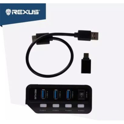 Usb 3.0 hub rexus 7 port on off switch 3.0 2.0 with otg type c rxh-332 h332 - Terminal usb3.0 7 slot saklar