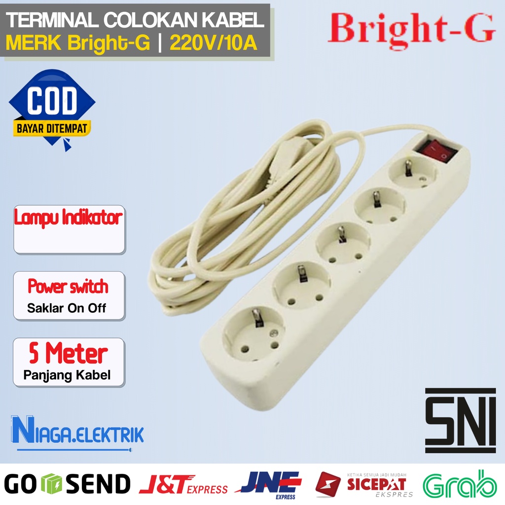 Terminal colokan kabel stop kontak listrik sambungan steker 2 3 4 buah lubang panjang 5 m meter roll