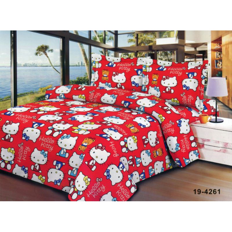 Sprei Disperse Merah Hello Kitty Putih