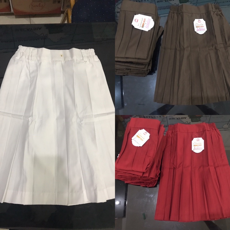 Seragam rok sekolah SD pendek cewe merah putih pramuka putih rok pendek