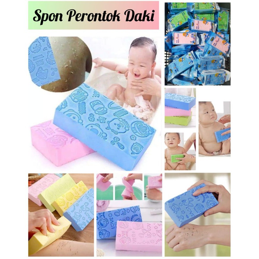 Spon mandi lembut bayi, anak, dewasa penghilang daki spon tebal penghilang daki Perontok Daki