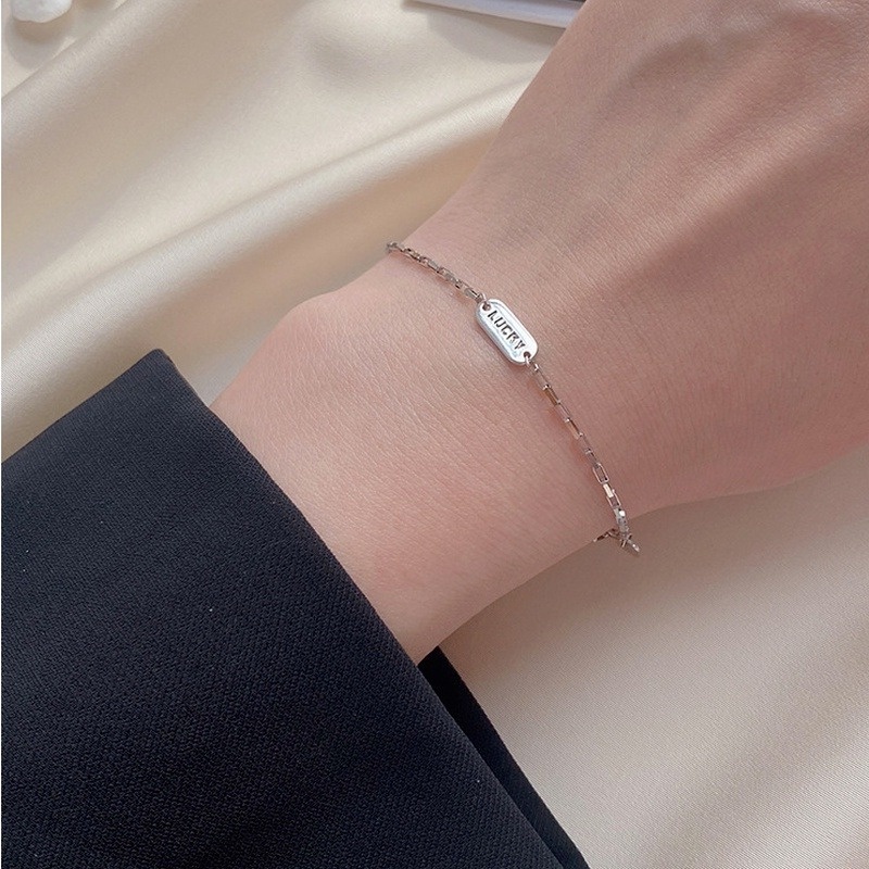 Roselife 1PC Gelang Rantai Keberuntungan Warna Silver Untuk Priawanita