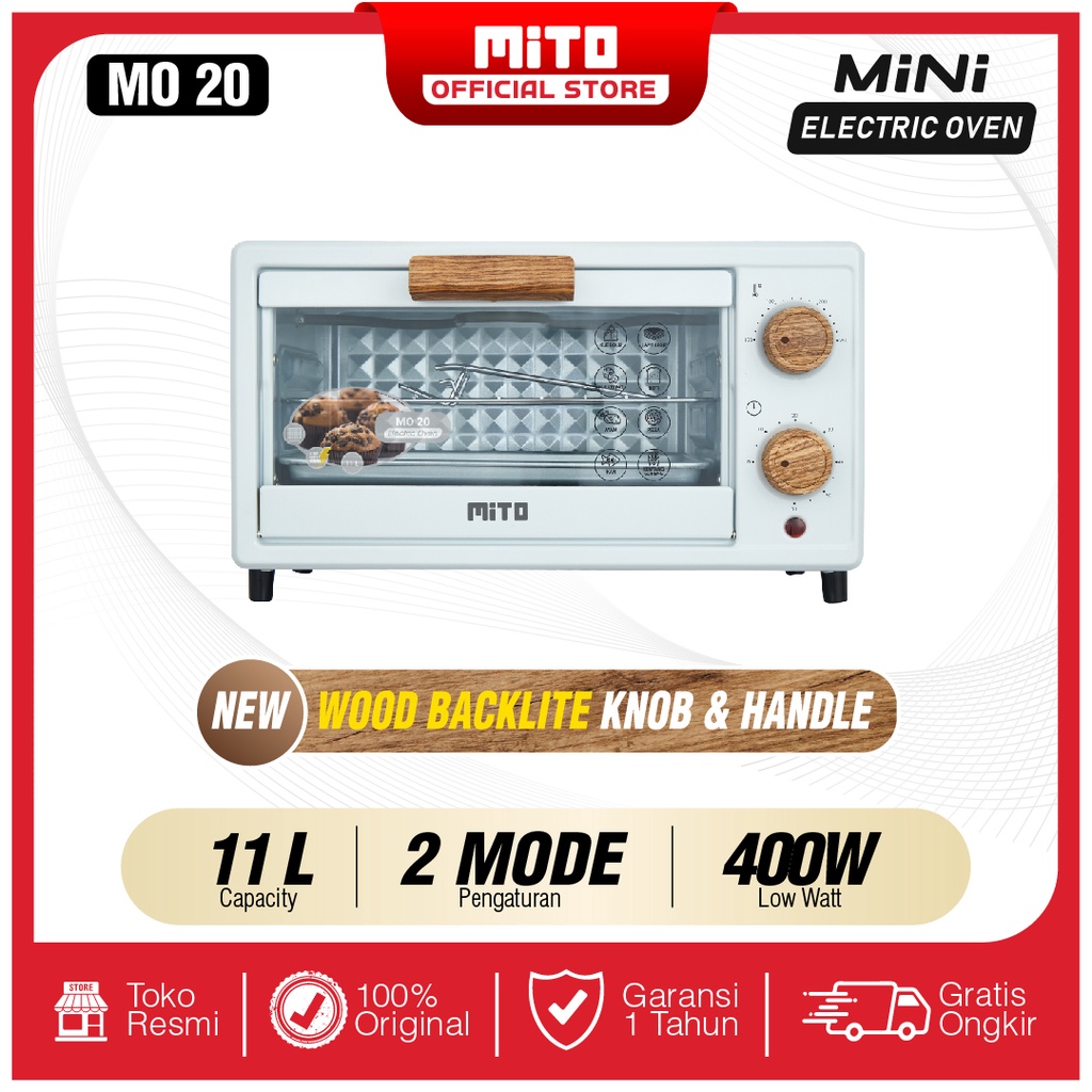 MITO Oven Listrik Mini MO20 11L Pemanggang Kue - White