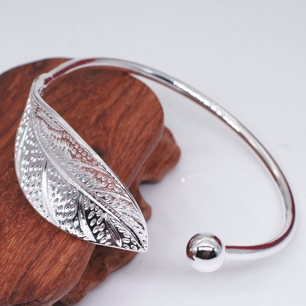 Gelang Perak 925 Wanita Perhiasan Fashion daun segar