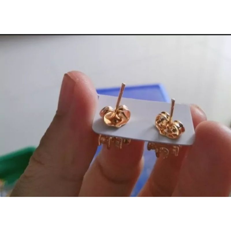 Anting tusuk kembang full berlian gold titanium asli