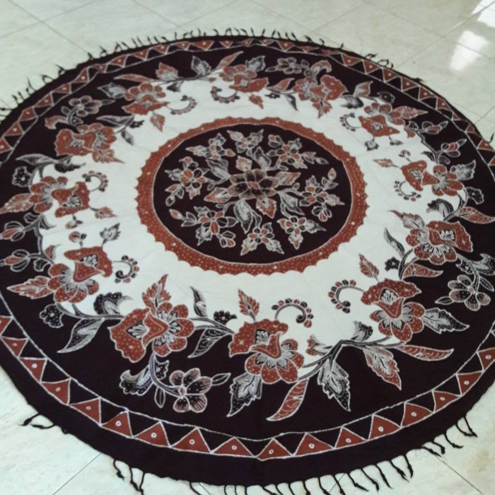 Taplak Meja Makan - Taplak Meja Makan Bulat Bundar Batik Tulis 8 Kursi