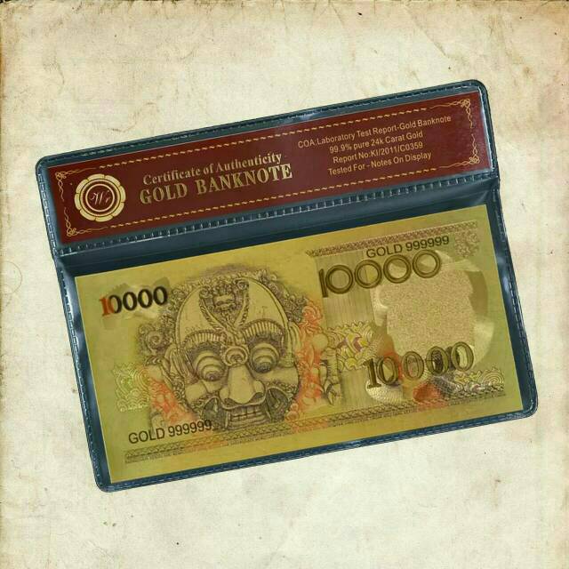 Uang Kertas Barong Emas / Gold Foil (Replika)