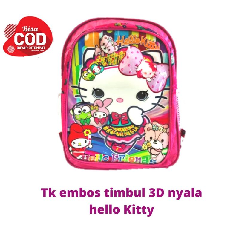 Tas ransel anak Tk perempuan karakter 3D timbul lampu