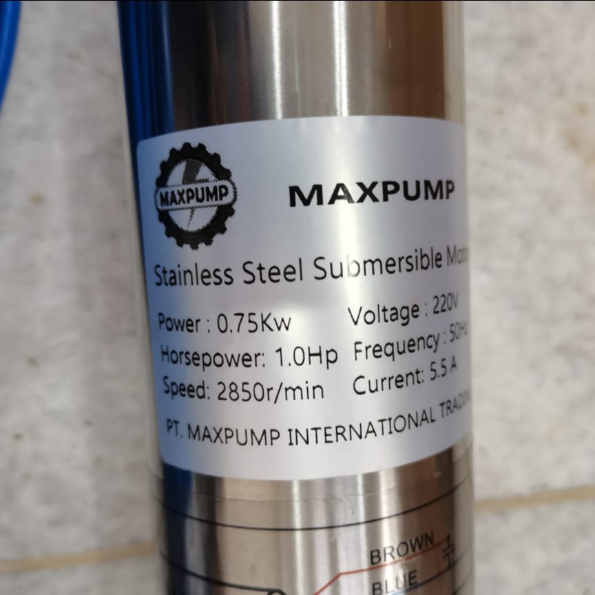 MAXPUMP 3SDM2.5/20+50m Kable biru Pompa Satelit 3 inch 1HP Submersible Pump Plus 50M Kabel Asli Pabrik