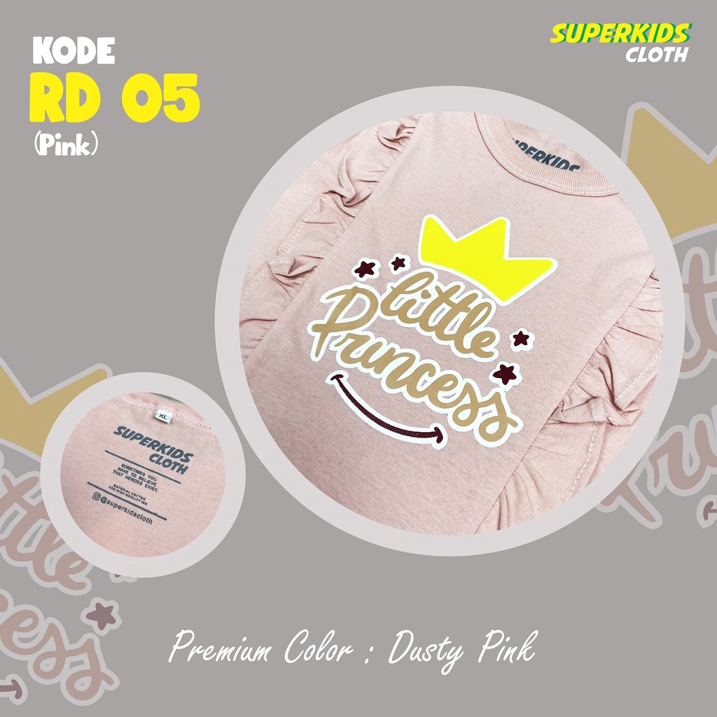 BAJU ANAK PEREMPUAN / KAOS ANAK PEREMPUAN / PAKAIAN ANAK CEWEK RAMPEL RUFFLE PRINCESS KAOS ANAK CEWEK LENGAN PANJANG BRAND SUPERKSIDCLOTH 1 - 11 TAHUN