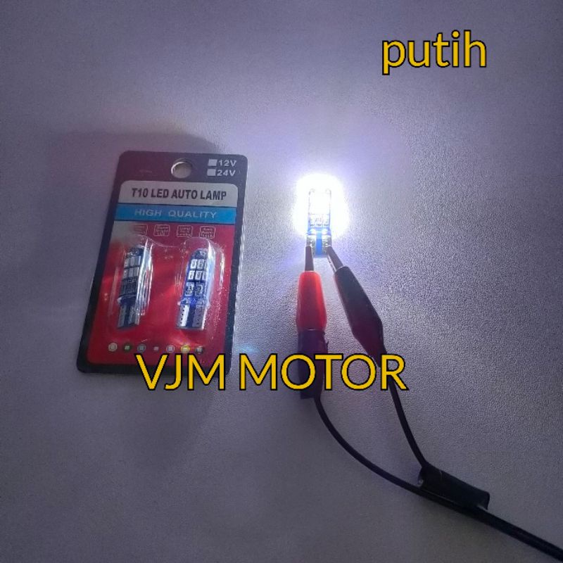 Lampu T10 LED 15 Mata Lampu senja Gedip /flash Motor/Mobil 12 volt Gozima