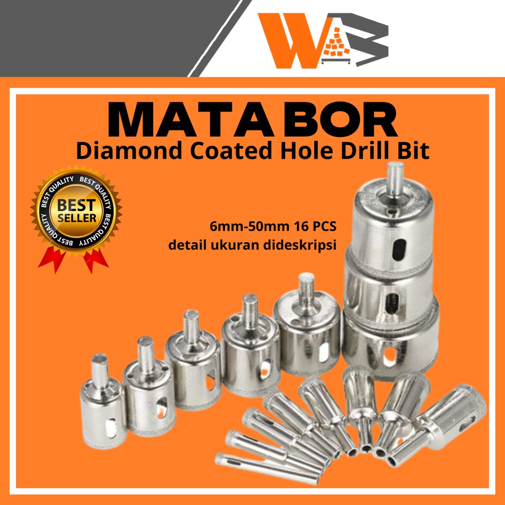 COD Holer Saw Mata Bor Keramik Dan Granit Set Mata Bor Diamond Kramik Intan 6mm-50mm 16 PCS D72