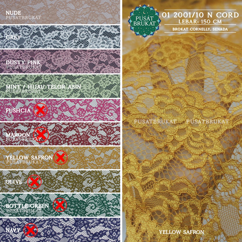 KAIN BRUKAT CORNELI / BROKAT CORD CORNELLY SENADA - 01 2001/10 N CORD - [harga per 0.5m]