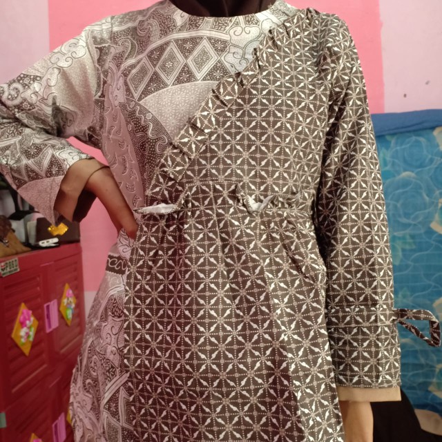 Batik Couple  Keluarga Modern -  Batik Set Ori Ndoro Jowi Silver Size M-5l Jumbo -batik Pekalongan