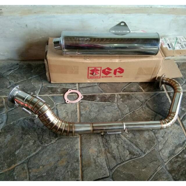 Knalpot satria fu ori ckd lokal pnp FU.VIXION.SONIC.CB150R.LEHER FULL CACING