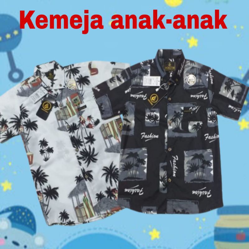 kemeja anak-anak motif pantai dan abstrak cute abis