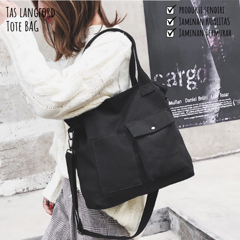 Tas Tote Bag - Shoulder Messenger Selempang Wanita Terbaru Murah Bagus Kekinian Model Korea Fashion Favorit Import Lokal Original Sekolah Kerja Traveling Kuliah Remaja Dewasa Simple Elegan Casual