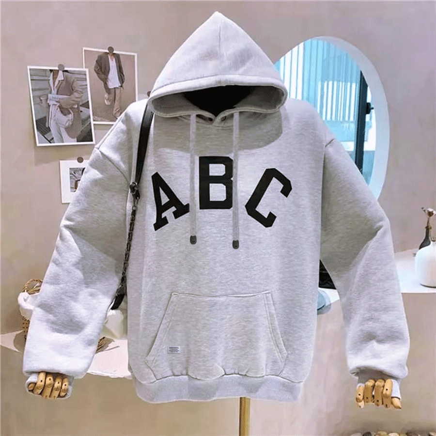 Parisdivarious Sweater Hoodie Jemper Abc Bahan Fleece Size S - XXL (Pria &amp; Wanita)