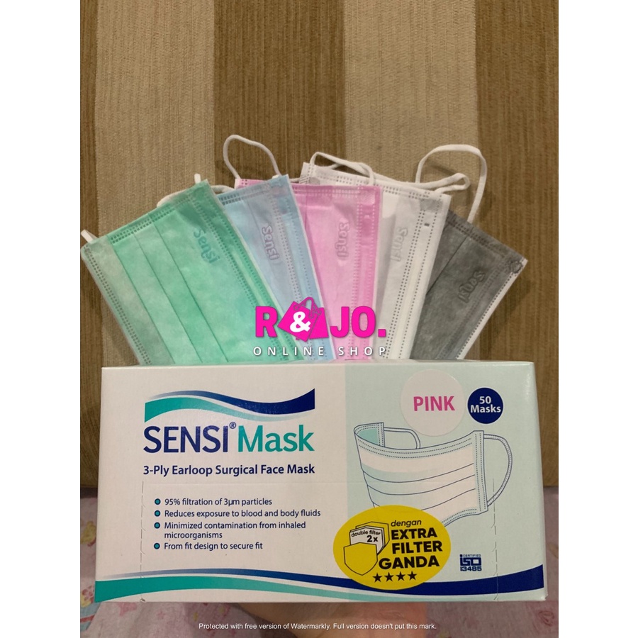 Masker Sensi Earloop isi 50 pcs masker Medis Surgical mix warna