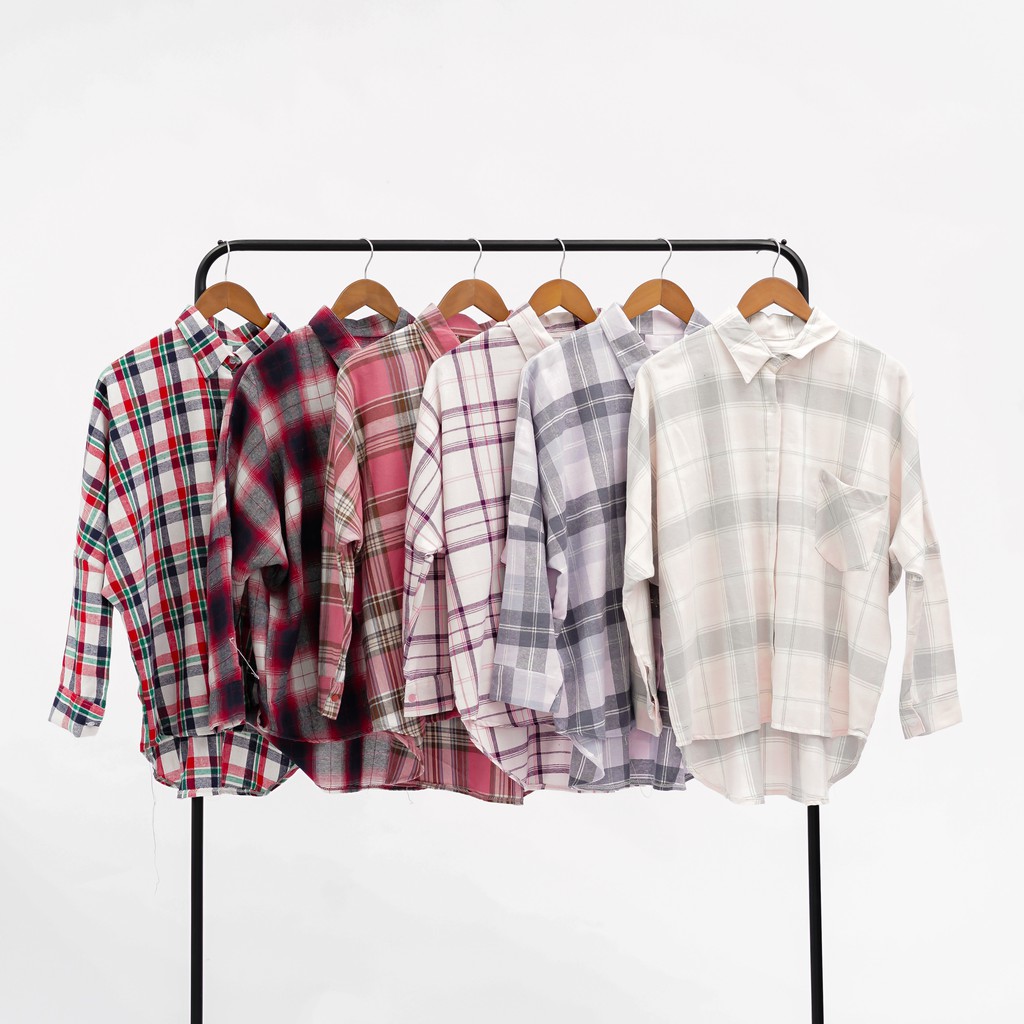 KEMEJA BOYFRIEND KOREA OVERSIZE OMBRE FLANEL PREMIUM SHIRT B341-2
