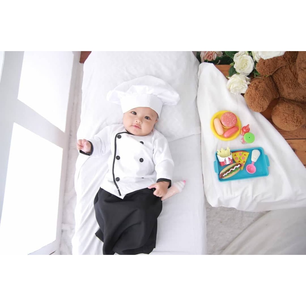 KOSTUM FOTO BAYI NEWBORN BAJU KOKI COWOK