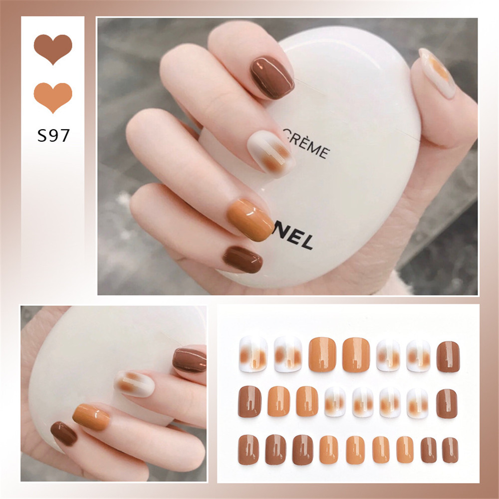 Set Kuku Palsu Full Cover Model Pendek Dengan Kemasan Transparan Untuk Nail Art