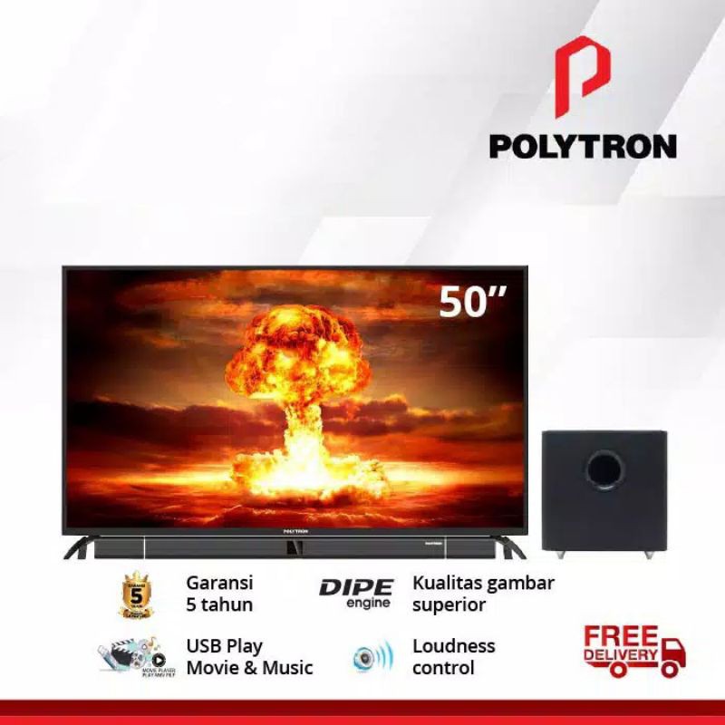 LED TV POLYTRON 50 INCH SOUNDBAR PLD-50B8750 + SWF 0250 PLD50B8750 B8750 PLD50