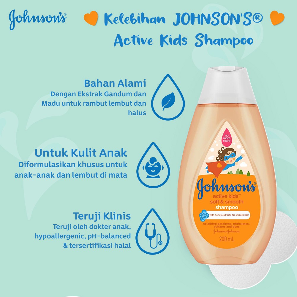 Johnson's Active Kids Soft &amp; Smooth Shampoo - Shampo Anak-anak (Tersedia varian ukuran)