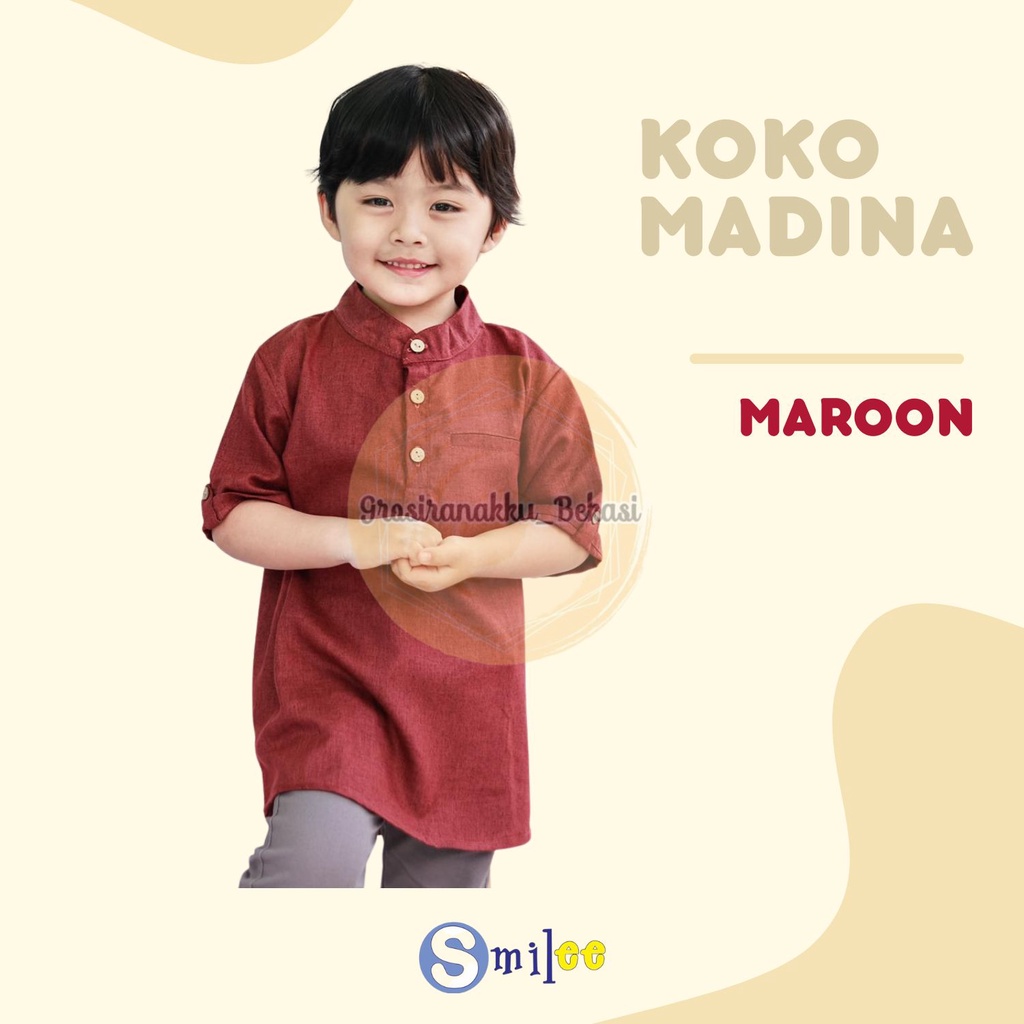 Koko Anak Madina Smilee Maroon Size 1-5Th