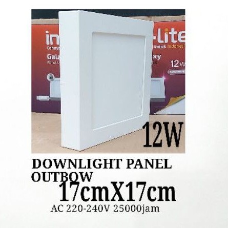 Downlight Panel OB Kotak 12W Putih 6500K inlite