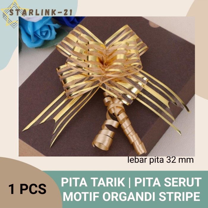 

PITA TARIK l PITA SERUT l PITA PARSEL Motif Organdi Stripe 32 mm