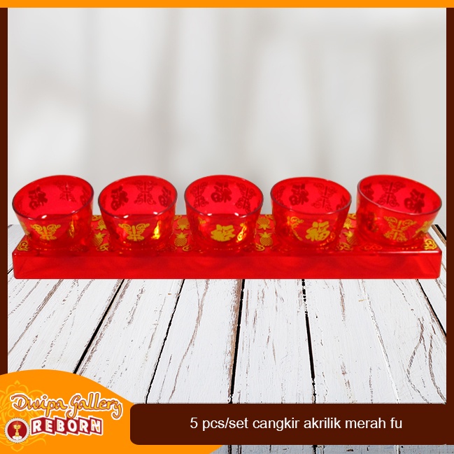 Cangkir Puja Persembahan Altar Sembahyang Akrilik 5 pcs/set Merah FU