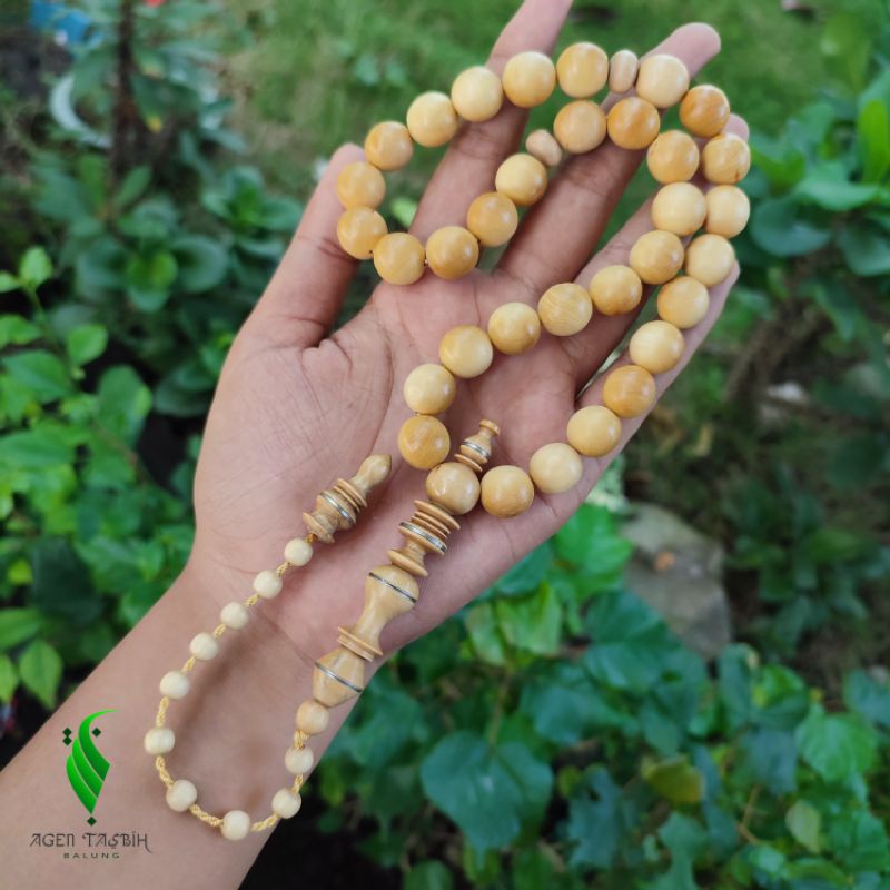 Tasbih Kayu Kemuning Gading Jumbo 33Butir_Size 12mm